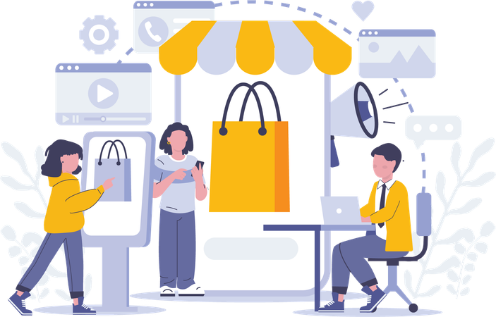 Marketing de compras on-line  Ilustração