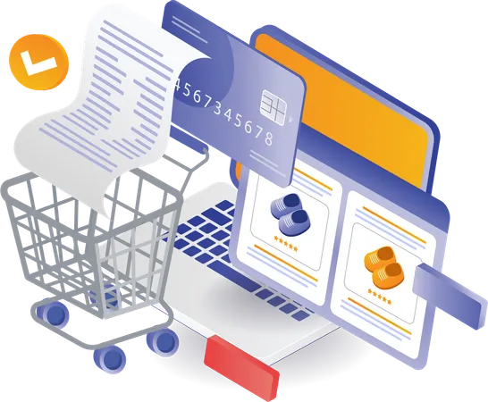 Pagamento de compras on-line  Ilustração