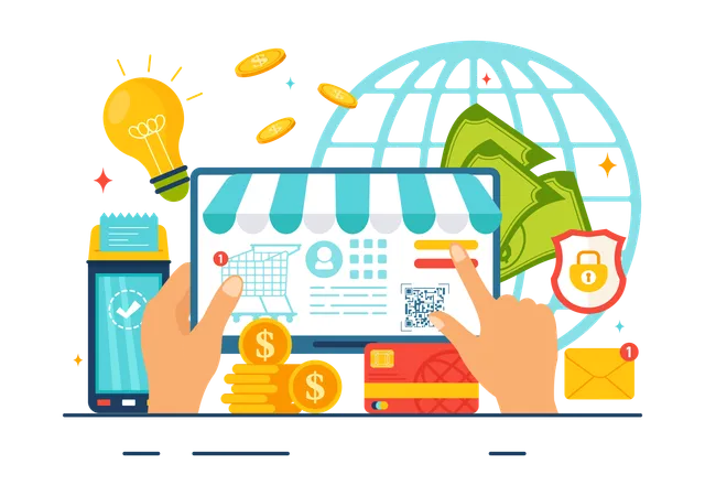 Pagamento de compras on-line  Ilustração