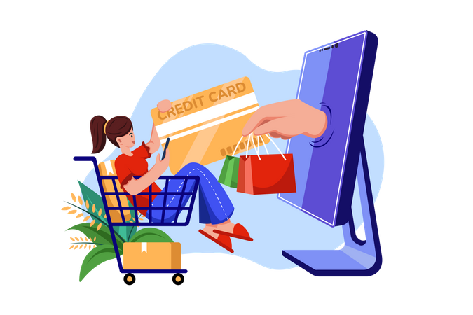 Pagamento de compras on-line  Ilustração