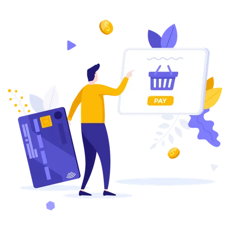 Pagamento de compras on-line  Ilustração