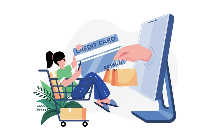 Pagamento de compras on-line  Ilustração