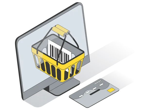 Pago de compras online mediante tarjeta  Illustration