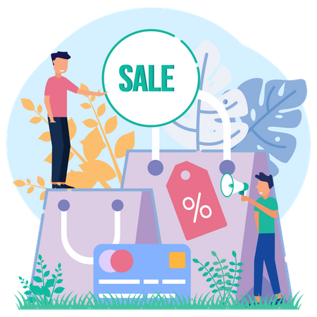 Marketing de venda de compras online  Ilustração