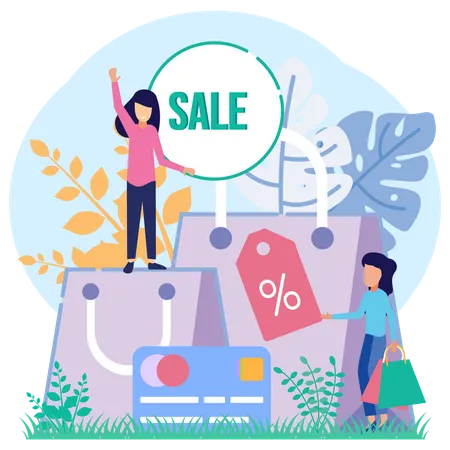 Venta de compras en línea  Illustration