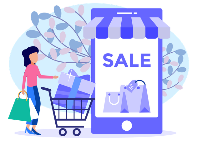 Venta de compras en línea  Illustration