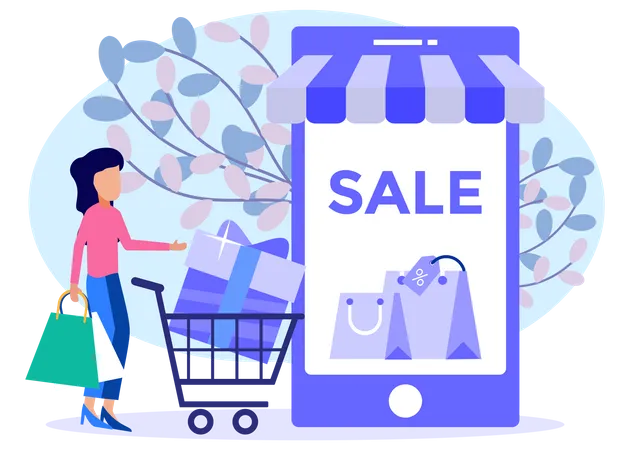 Venta de compras en línea  Illustration