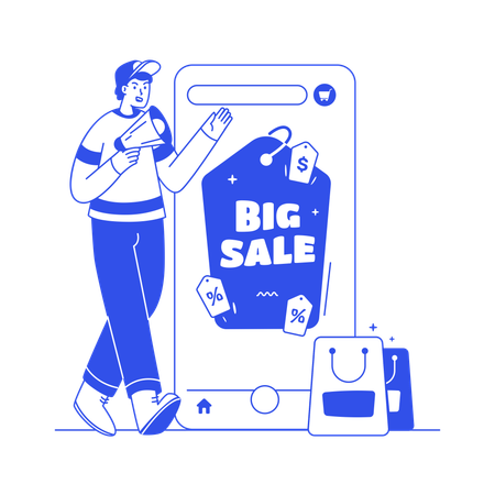 Promoción de venta de compras en línea  Ilustración