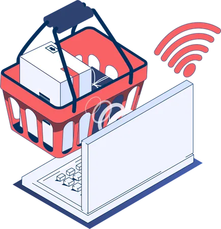 Compras online y cesta de la compra.  Illustration