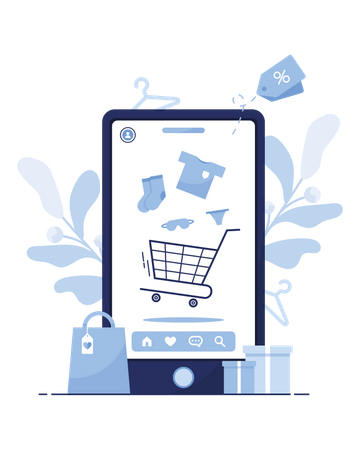 Compras pelo celular  Ilustração