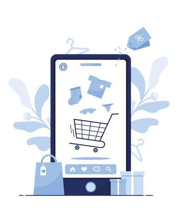 Compras pelo celular  Ilustração