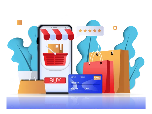 Compras pelo celular  Ilustração