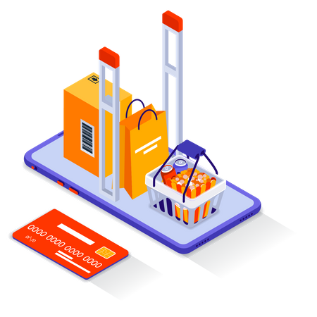 Compras pelo celular  Ilustração