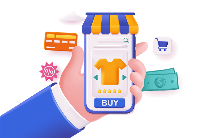 Compras pelo celular  Ilustração
