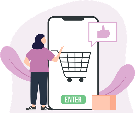 Compras pelo celular  Ilustração