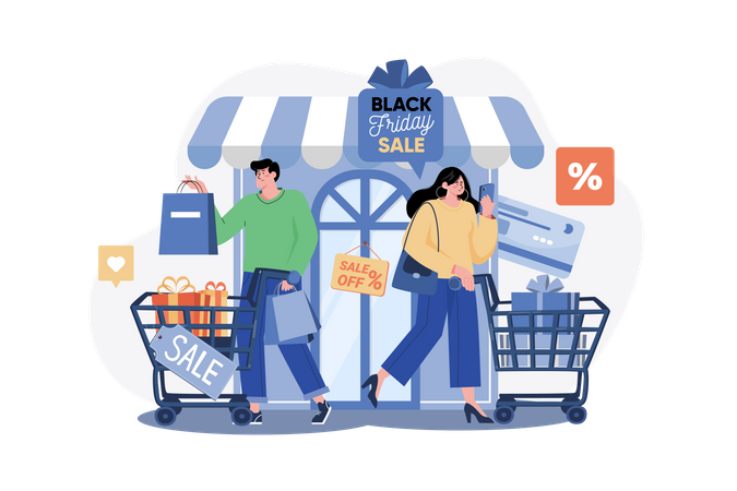 Compras del Viernes Negro  Ilustración