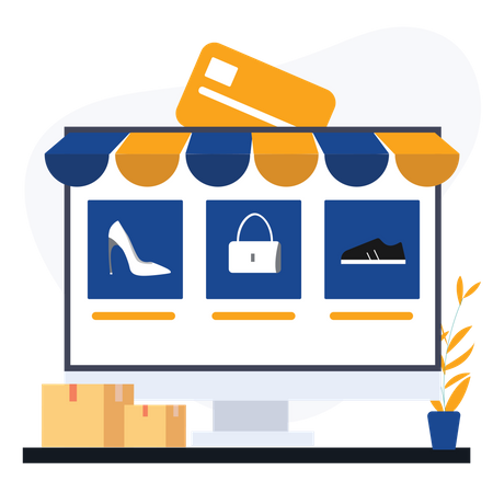 Compras web en línea  Ilustración