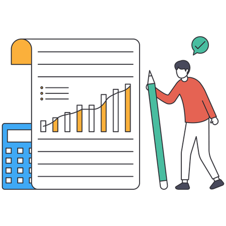 Comptable analysant la croissance de l'entreprise  Illustration