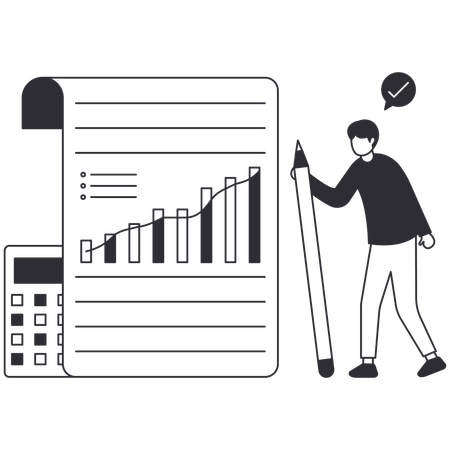 Comptable analysant la croissance de l'entreprise  Illustration