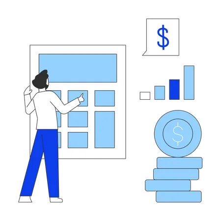 Comptable calculant les comptes d'entreprise  Illustration