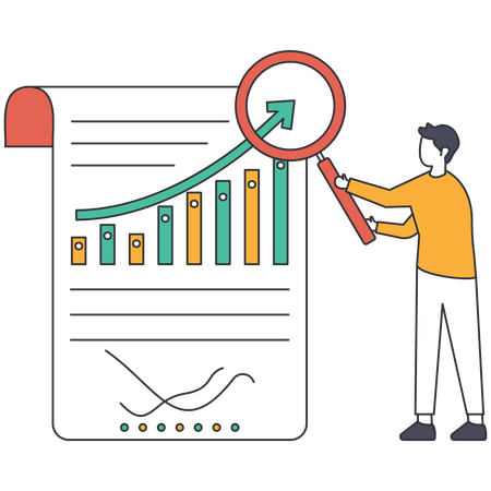 Comptable effectuant l'audit du rapport d'activité  Illustration