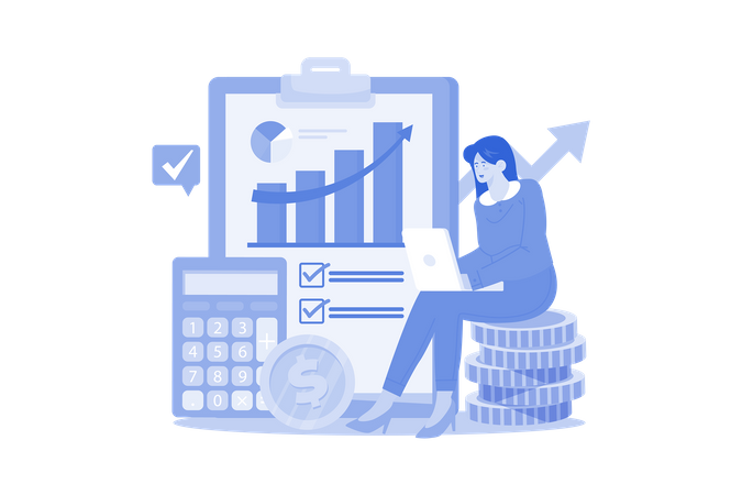 Comptable préparant le budget financier de l'entreprise  Illustration