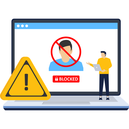 Compte en ligne bloqué par un employé  Illustration
