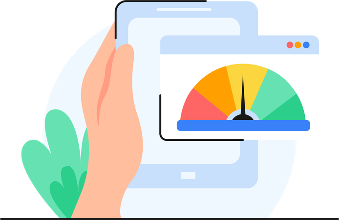 Compteur de score de crédit mesurant le taux de performance  Illustration