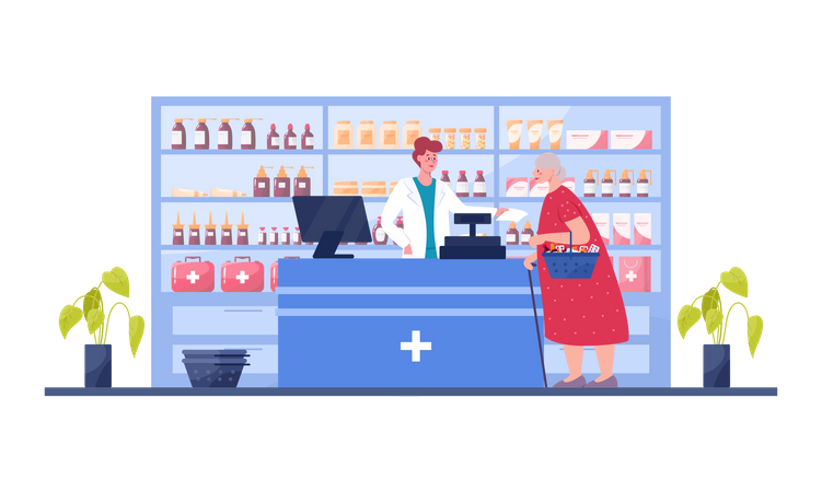 Comptoir de facturation de pharmacie  Illustration