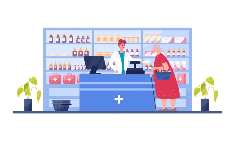 Comptoir de facturation de pharmacie  Illustration