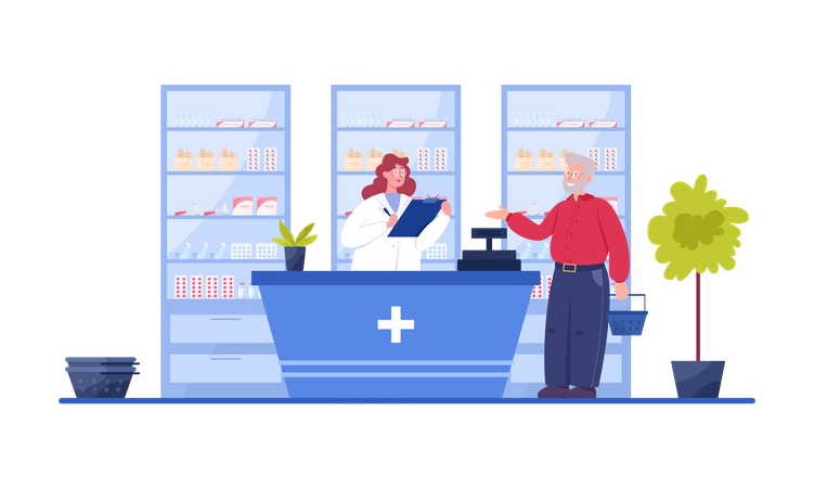 Comptoir de facturation de pharmacie  Illustration