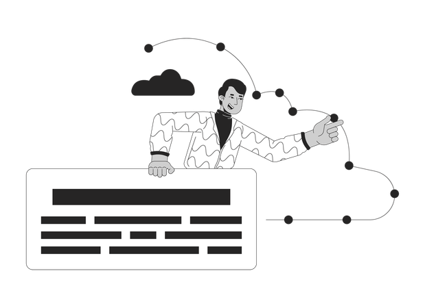 Computação em nuvem analista masculino  Ilustração