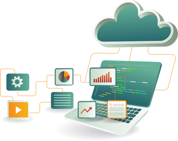 Visualización de datos de computación en la nube  Ilustración