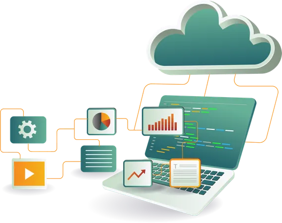 Visualización de datos de computación en la nube  Ilustración