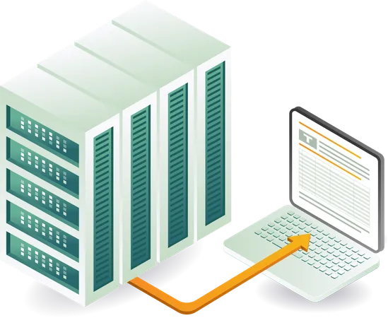 Sistema de dados do servidor de análise de computador  Ilustração