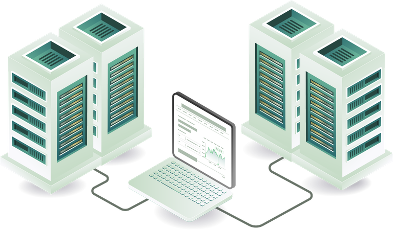 Tecnologia de manutenção de servidores em nuvem de computadores  Ilustração