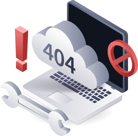 O computador recebeu um código de aviso de erro 404  Ilustração