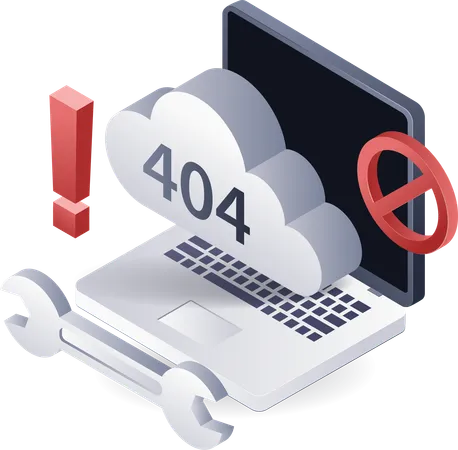 O computador recebeu um código de aviso de erro 404  Ilustração