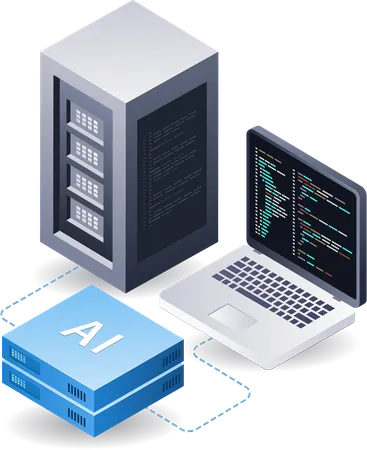 Servidor de dados de inteligência artificial de computador  Illustration