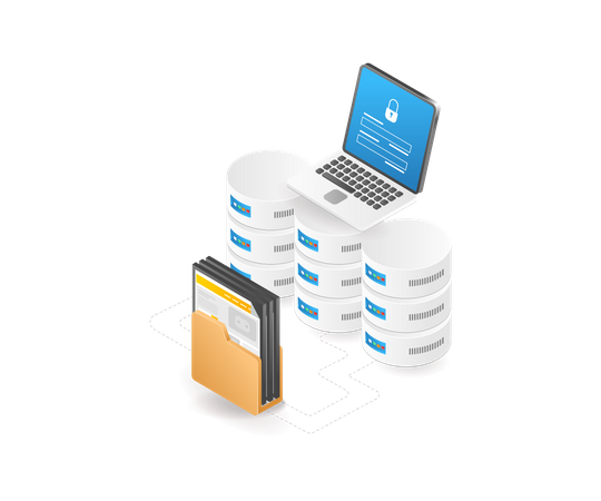 Senha de segurança de dados da pasta do servidor de computador  Ilustração