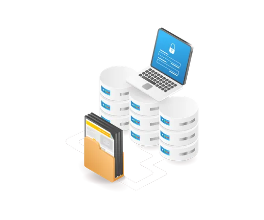 Senha de segurança de dados da pasta do servidor de computador  Ilustração