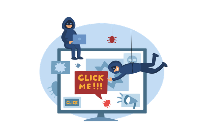 Computer adware attack Illustration