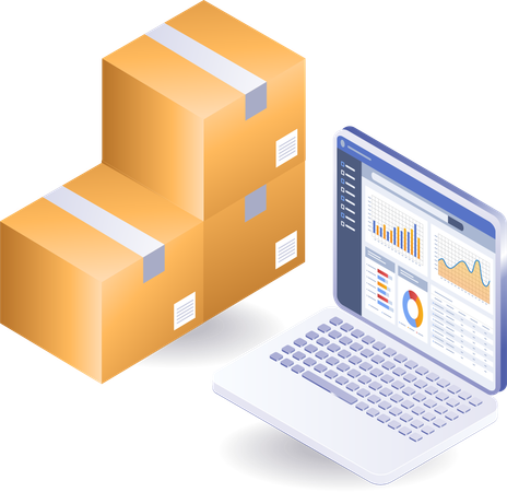 Computer analysis data of parcel delivery  Illustration