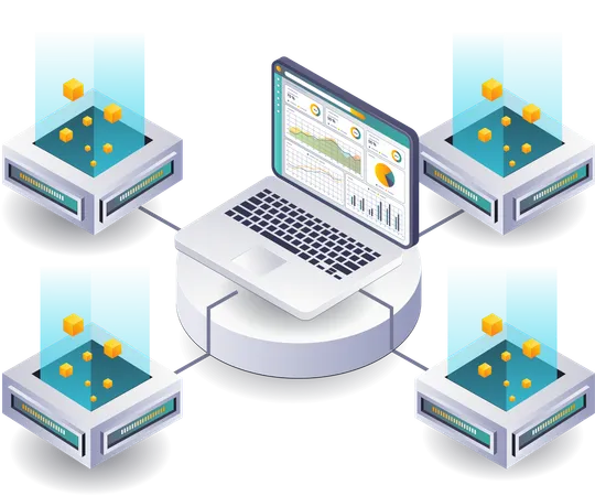 Computer Analysis of Blockchain Technology in Business Investments  Illustration