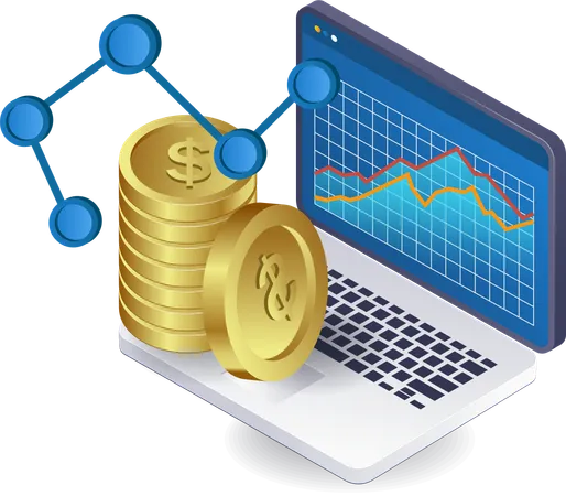 Computer analysis of business development  Illustration