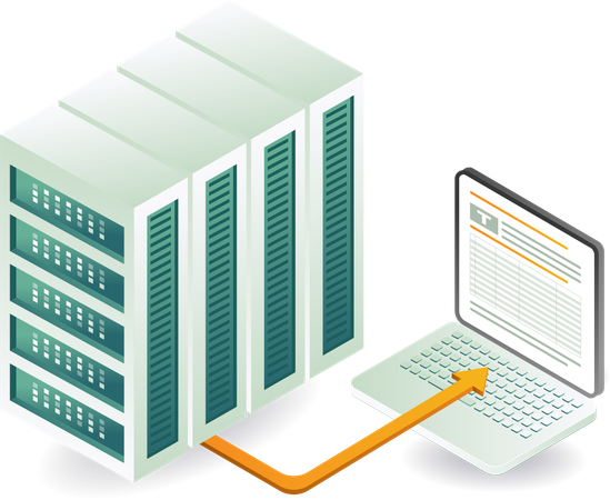 Computer analysis server data system  Illustration