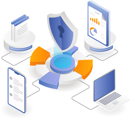 Computer and smartphone data center security  Illustration