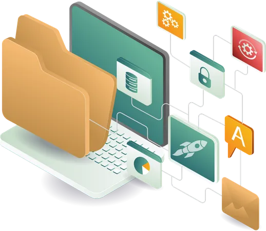 Computer application data and network technology  Illustration