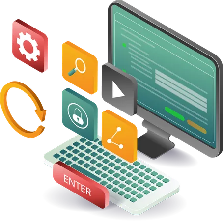 Computer application technology users  Illustration