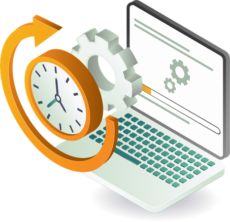 Computer application update and maintenance process time  Illustration